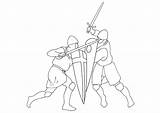 Sword Fighting Coloring Fight Drawing Swords Pages Fighters Con Para Colorear Large Edupics Getdrawings Printable sketch template