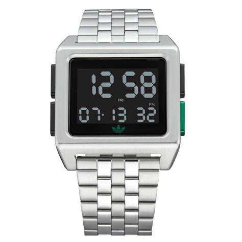 adidas mens archive  digital silver stainless steel