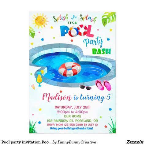 pool party invitation pool birthday invitation zazzlecom pool
