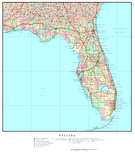 florida county map  cities  roads