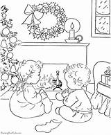 Christmas Coloring Pages Morning Eve Colouring Scene Drawing Printable Print Sheets Raisingourkids Kids Scenes Embroidery Book Vintage Colour 820px 15kb sketch template