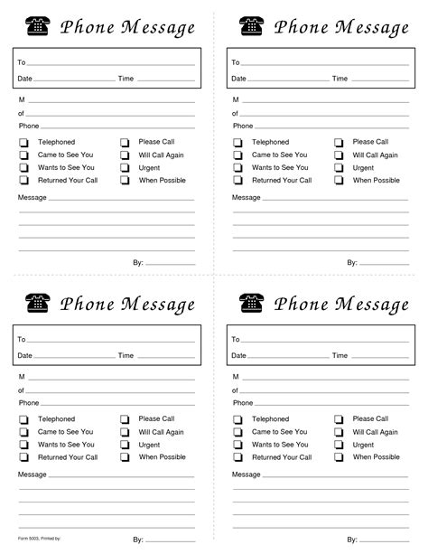 printable phone message template word