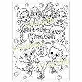 Bubble Guppies Birthday Coloring Pages Party Etsy Pdf  Printable Listing Request Something Order Custom Made Just Christmas sketch template