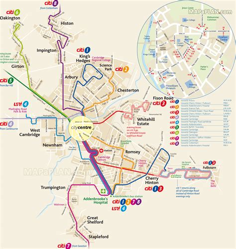 cambridge  city map official stagecoach public transport network