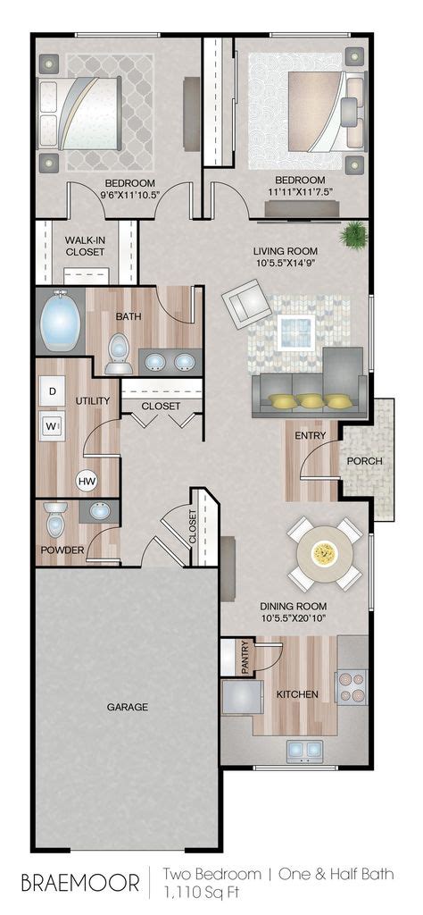 braemoor floor plan features  bedrooms  baths    sq ft   utility closet