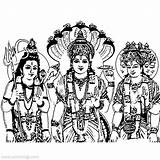 Shiva Vishnu Brahma Xcolorings sketch template