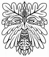 Man Green Pages Pagan Coloring Wood Carving Patterns Leaf Colouring sketch template