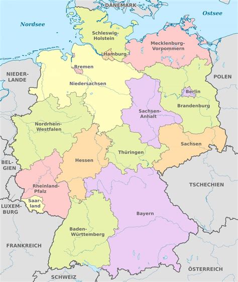 duitsland kaart map  germany german states bundeslaender maproom plattegrond