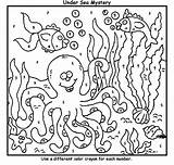 Number Color Coloring Pages Printable Sea Kids sketch template