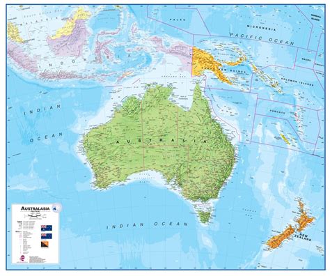 wall map  australia large laminated political map
