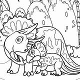 Triceratops Coloring Posing Dinosaur sketch template
