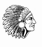 Indian Chief Head Native American Clipart Silhouette Warrior Headdress Clip Mascot School High Coloring Cliparts Drawing Tattoo Line Chiefs Football sketch template