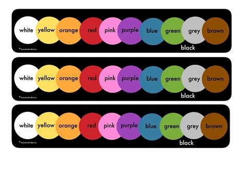colour  chart colour strip printable teaching resources print
