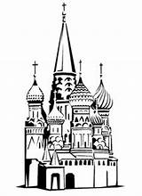 St Cathedral Basil Russian Coloring Drawing Basils Saint Russia Tattoo Architecture Famous Line Kremlin Draw Moscow Step Buildings Tattoos Pages sketch template