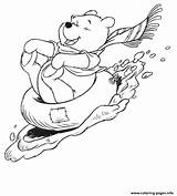 Coloring Pooh Snow Pages Skiing Printable Print Color sketch template