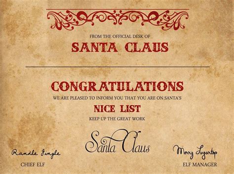 nice list certificate stamped  santa christmas sweater party