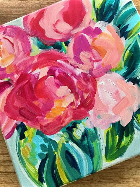 easy abstract flower painting  canvas  acrylics  beginner