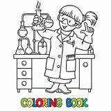 Coloring Scientist Chemist Book Funny Illustration sketch template