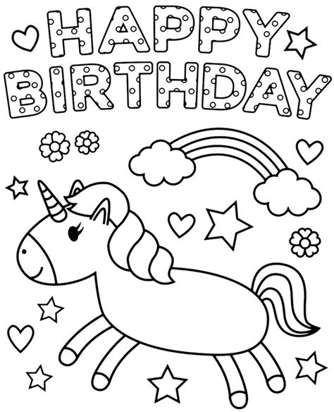 happy birthday unicorn coloring pages excellentryte