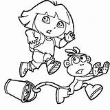 Dora Boots Coloring Pages Running Getcolorings Getdrawings Kiezen Bord Colouring sketch template