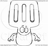 Spatula Mascot Happy Coloring Clipart Cartoon Outlined Vector Thoman Cory Royalty sketch template