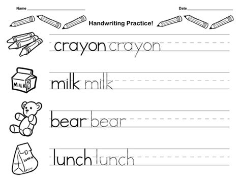 handwriting worksheets  kindergarten kindergarten