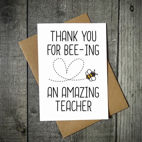 bee ing  amazing teacher card elliebeanprints