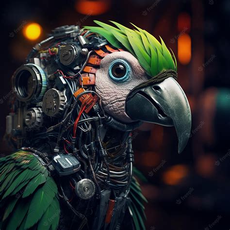 premium ai image robotic parrot