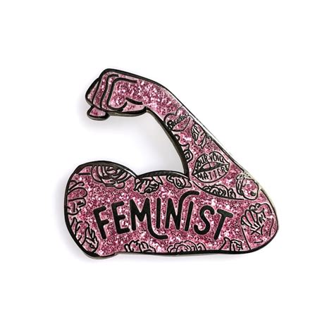 feminist glitter enamel pin etsy