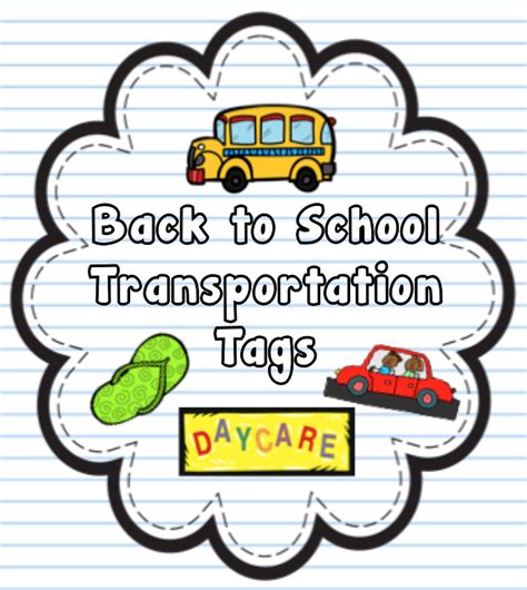 school transportation tags freebie car rider day care bus