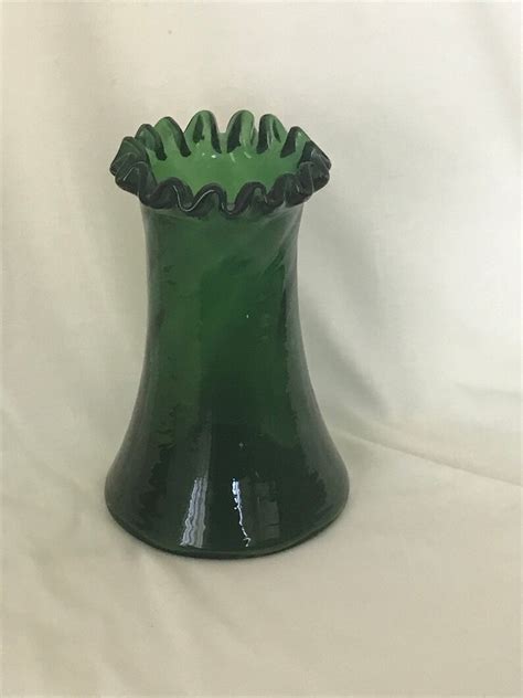 Vintage Green Glass Swirl Stretch Vase Etsy