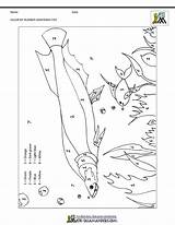 Coloring Color Worksheets Printable Number Arapaima Fish Pages Math sketch template