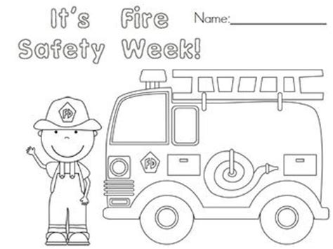 fire safety week coloring page kindergarten fun pinterest