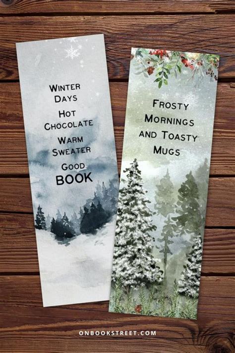 winter bookmark set printable bookmarks  readers book lover gift