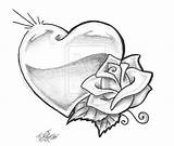 Drawings Heart Drawing Tattoo Roses Tattoos Cliparting sketch template