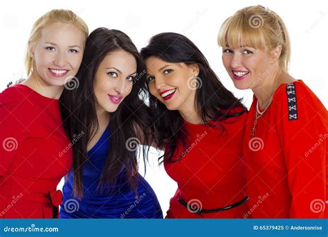 Group Of Four Sexy Beautiful Young Happy Women Isolated On White