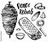 Kebab Doner Stockvector Afkomstig sketch template
