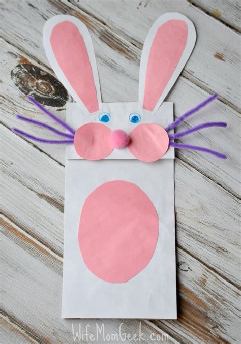 bunny paper bag puppet fun easter craft  kids