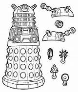 Dalek Who Drawing Line Dr Tardis Doctor Coloring Getdrawings Paper sketch template