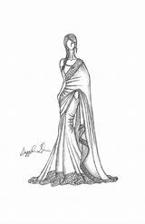Saree Sketch Clipart Indian Sketches Drawing Fashion Illustration Sari Dress Pencil Couple Drawings Illustrations Wedding Dresses Sketching Girls Married Cliparts sketch template