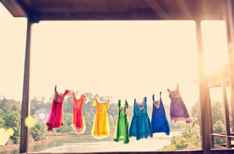 Rainbow Colored Bridesmaid Dresses Rainbow Wedding Theme