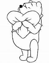Pooh Winnie Coloring Pages Printable Bear Hugging Drawing Pillow Colouring Heart Disney Line Clipart Characters Kids Cliparts Cartoon Bears Clip sketch template