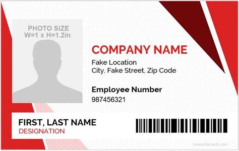 employee id card format  word microsoft word id card templates