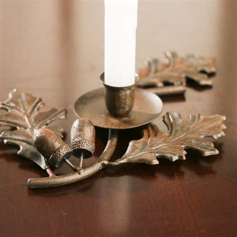 metal oak leaf candle holder fall  thanksgiving sale