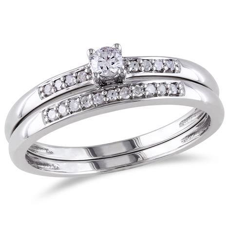 cttw sterling silver diamond bridal ring set