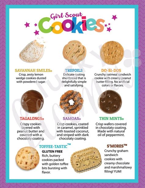 lbb girl scout cookie menu    printable etsy girl scout