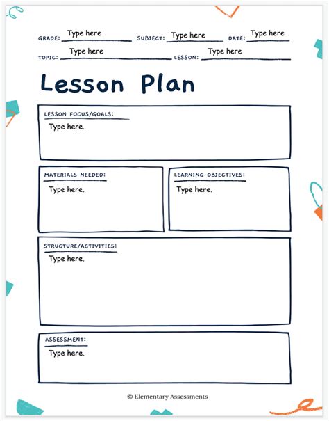 editable  simple lesson plan templates