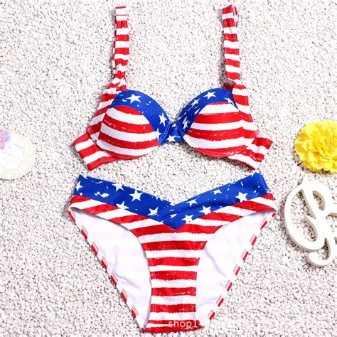 2016 us flag printed sexy bikini set swimwear women sexy bikini set