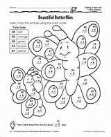 Addition Coloring Worksheets Digit Math Color Grade Worksheet Number Double Pages Sheets Two Subtraction Numbers Integers Colouring Adding Activities Regrouping sketch template