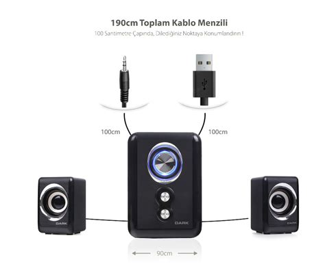 dark sp  ledli multimedia usb speaker hoparloer teknobiyotik